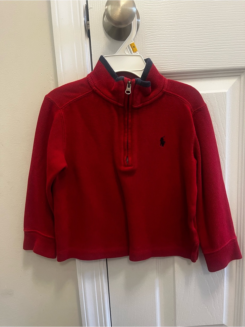 Polo by Ralph Lauren Red Half-Zip Pullover with Navy Trim